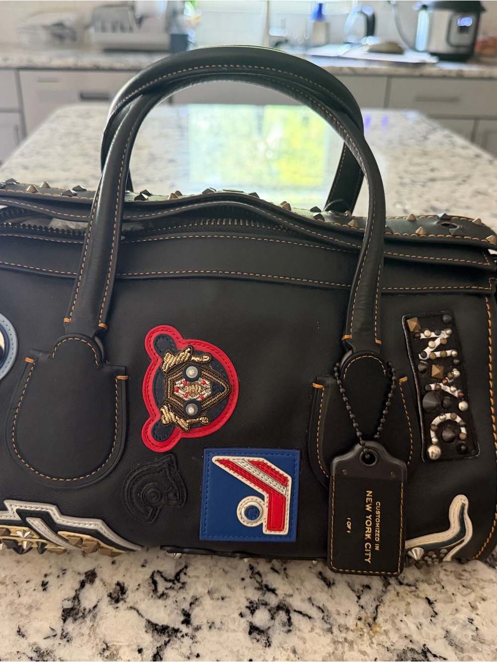 Coach 1941 Bandlands Varsity Patch Black Studded Patch Satchel - New York City
